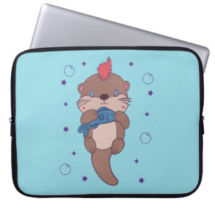 Punk Rock Seeotter mit Fisch Lustige Tierkunst Laptopschutzhülle