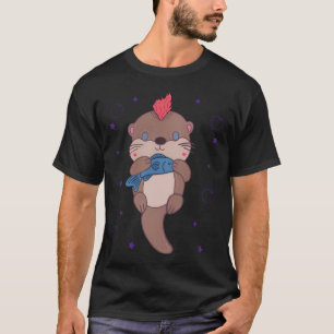 Punk Rock Seeotter Süßer Mohawk Otter mit Fisch T-Shirt