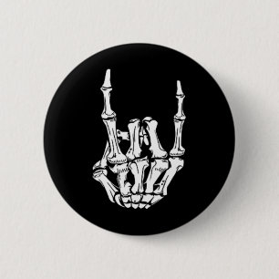 Punk Rock Skeleton Cool Rocker Halloween Men Women Button