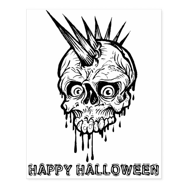 Punk Rock Skull Halloween Gummi Briefmarke Gummistempel (Prägung)