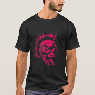 Punk Rock Skull Style Anarchy Rocker Mohawk fuchsi T-Shirt