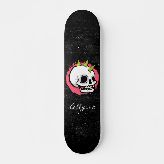 Punk Rock Skull Trendy Gothic Kids Name Fun Beängs Skateboard (Vorne)