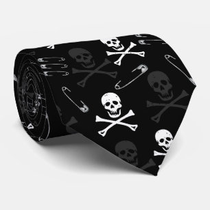 Punk Rock Skulls und Safety Buttons Muster Krawatte