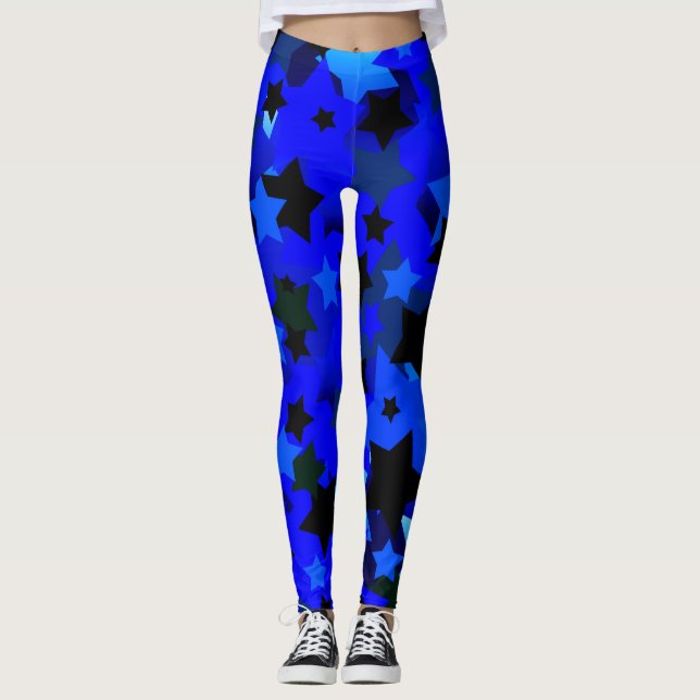 Punk Rock Stars Blue Leggings (Vorderseite)