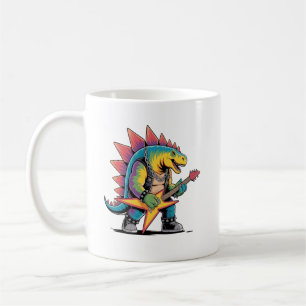 Punk Rock Stegosaurus Dinosaur Gitarre spielend Kaffeetasse