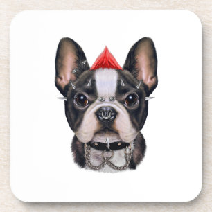 Punk Rock Style French Bulldog für Hund Lover Getränkeuntersetzer