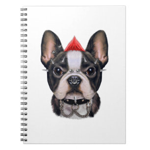 Punk Rock Style French Bulldog für Hund Lover Notizblock