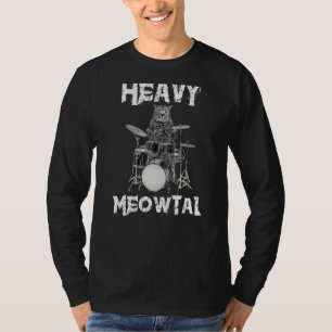 Punk Rock Sunglasses Cat Playing Drums Music Drum T-Shirt