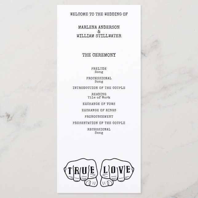 Punk Rock Tattoo Hands Wahre Liebe Minimalistisch Programm (Vorderseite)