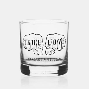 Punk Rock Tattoo Hands Wahre Liebe Personalisiert Whiskyglas