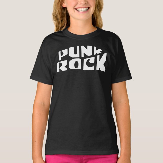 Punk-Rock-Typografie-Banner T-Shirt (Vorderseite)