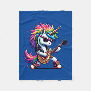 Punk Rock Unicorn Farbiges Pixel Art Guitar Design Fleecedecke