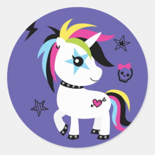 Punk Rock Unicorn Runder Aufkleber