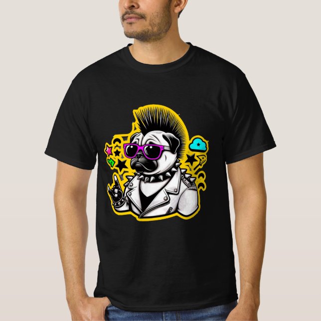 PUNK ROCKER-MOPS 4 T-Shirt (Vorderseite)