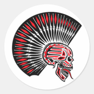 Punk Rocker Skull Tattoo Runder Aufkleber