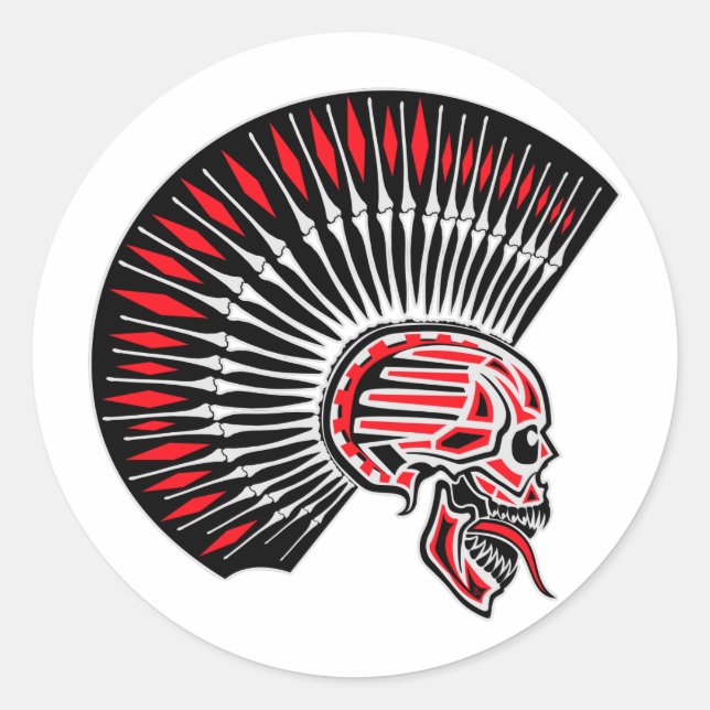 Punk Rocker Skull Tattoo Runder Aufkleber (Vorderseite)