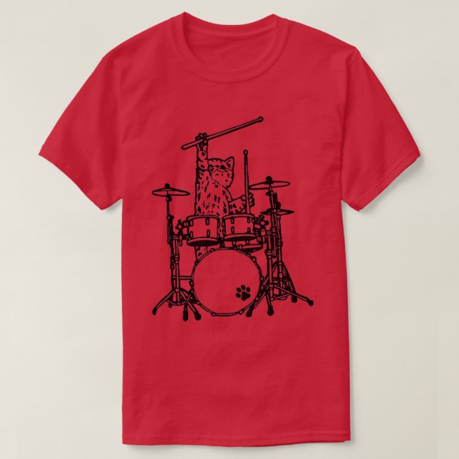 Punk Rockstar Kitten Kitty Cat Drummer SpielDru T-Shirt (Design vorne)
