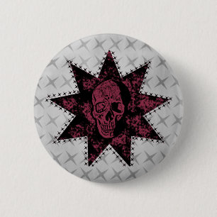 Punk-Schädeltaste (dunkelrosa) Button