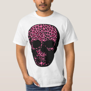 Punk Schockierend rosa Leopard Druck Schädel T-Shirt