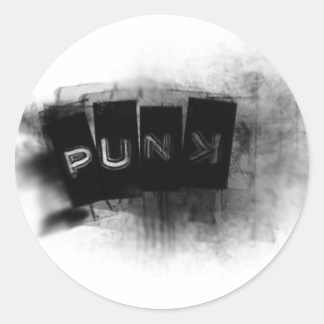 Punk schwarz-weiß runder aufkleber (Vorderseite)