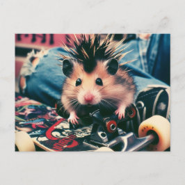 Punk Skateboarding Niedlich Hamster Postkarte