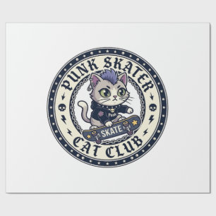 Punk Skater Katze Lustiges Katzenliebhaber-Design  Geschenkpapier