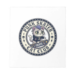 Punk Skater Katze Lustiges Katzenliebhaber-Design Notizblock