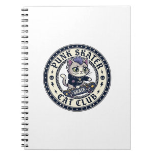 Punk Skater Katze Lustiges Katzenliebhaber-Design Notizblock