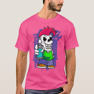 Punk Skeleton mit Spray kann Künstlerstraße Fraffi T-Shirt