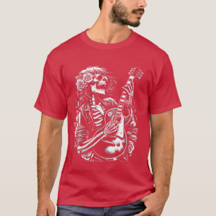 Punk-Skelett spielt elektrische Gitarre Rock And R T-Shirt
