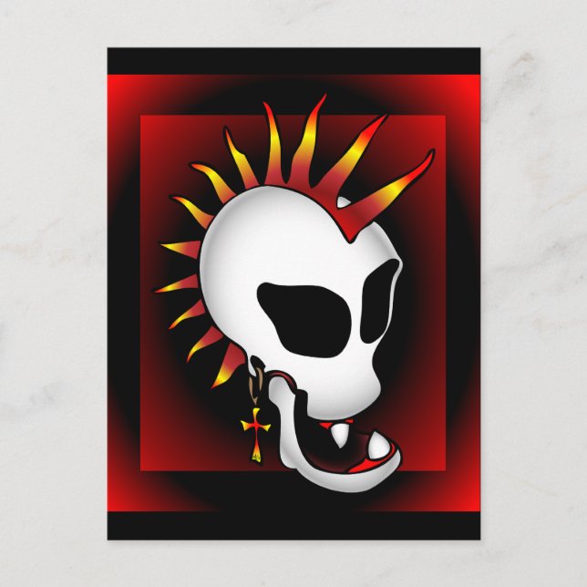 PUNK SKULL-3 POSTKARTE (Vorderseite)