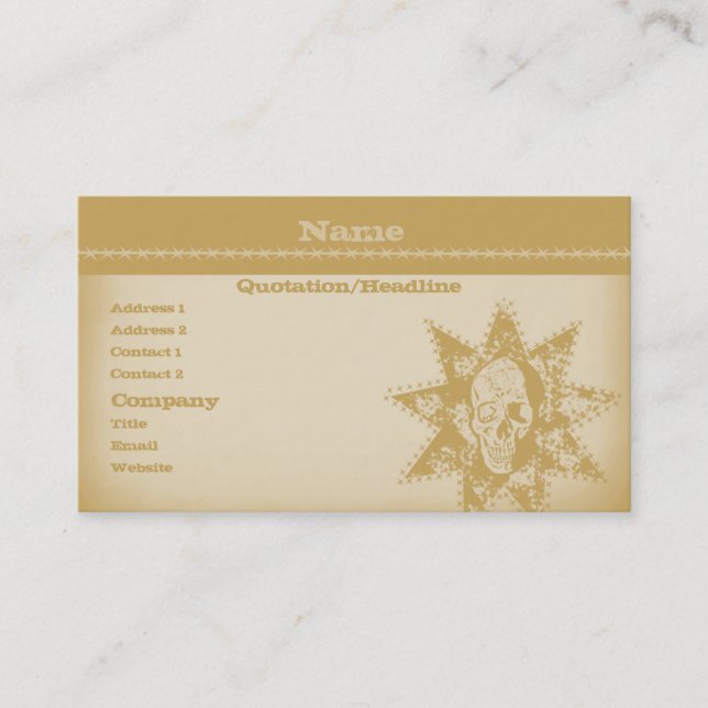 Punk Skull Business Card, Golden Beige Visitenkarte (Vorderseite)