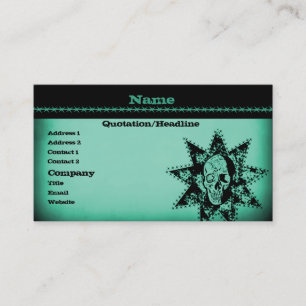 Punk Skull Business Card, Sea Green Visitenkarte