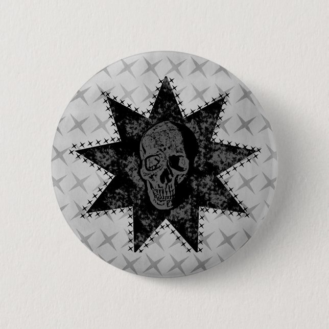 Punk Skull Button (grau) (Vorderseite)