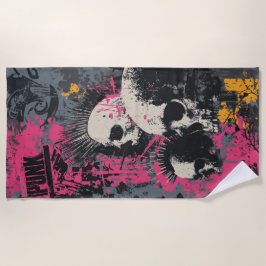 Punk Skull Graffiti Art – Urban Rebel Design Strandtuch