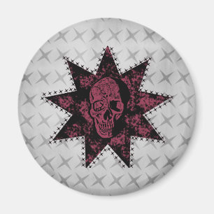 Punk Skull Magnet (Dunkelrosa)