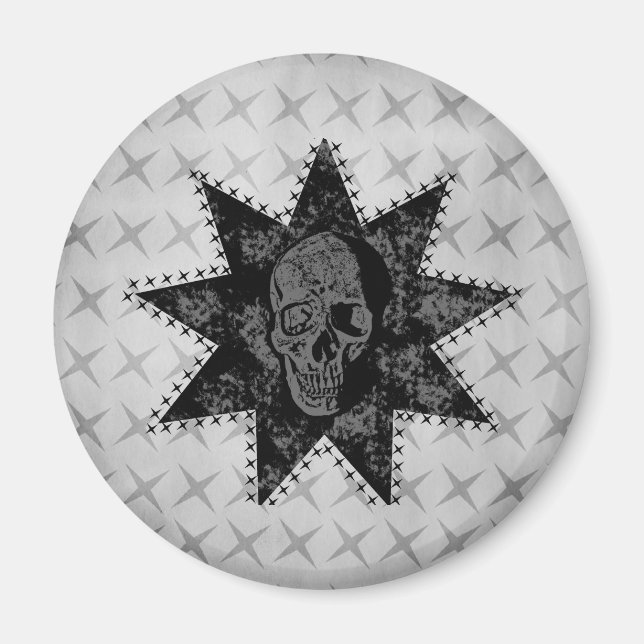 Punk Skull Magnet (grau) (Vorne)