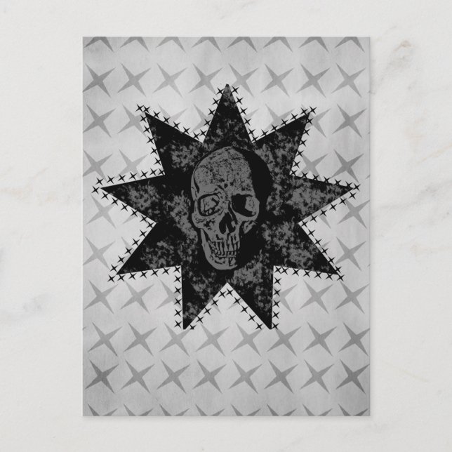 Punk Skull Postcard (grau) Postkarte (Vorderseite)