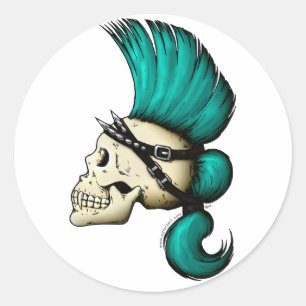 Punk Skull Runder Aufkleber