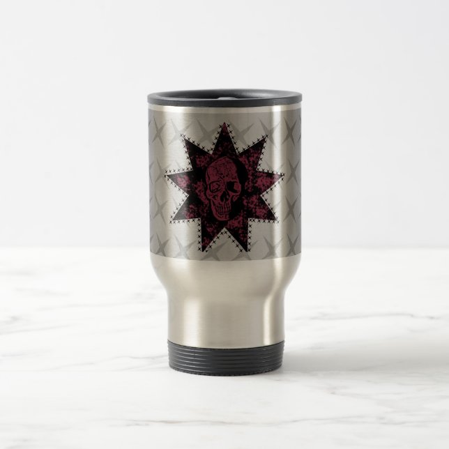 Punk Skull-Tasse (Dunkelrosa) Reisebecher (Mittel)