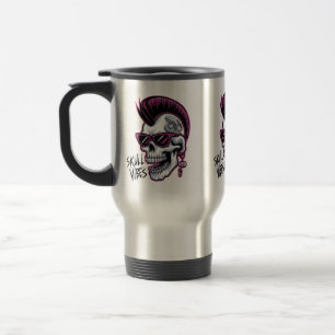 Punk Skull Vibes. Cooler Schädel mit Sonnenbrille Reisebecher