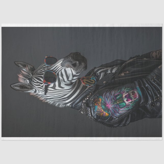 Punk Style Zebra Leather Jacket Decoupage Seidenpapier (Vorderseite)