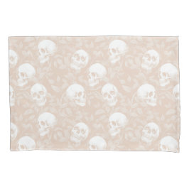 Punk tonal beige gotische Totenköpfe & Laub Hallow Kissenbezug