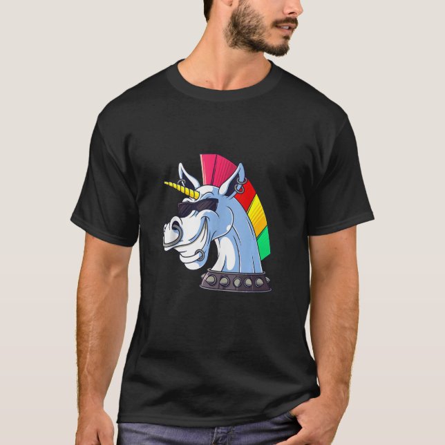 Punk Unicorn Ironic Cool Unicorn Punk Rock Music T-Shirt (Vorderseite)