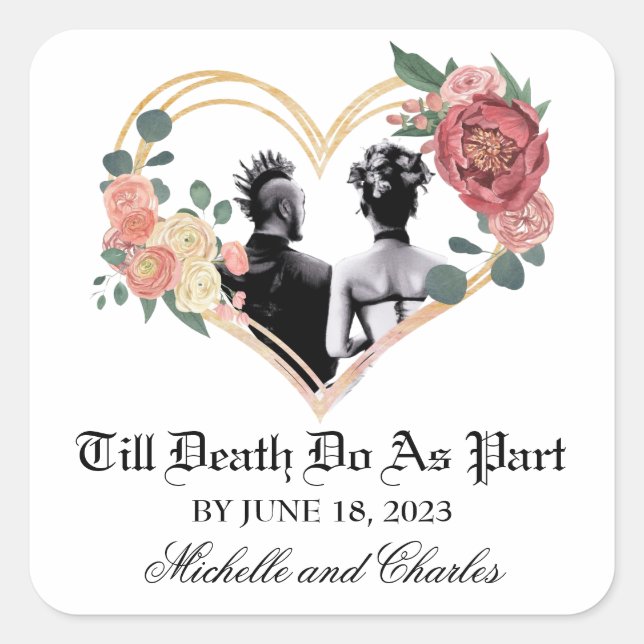 Punk Wedding Quadratischer Aufkleber (Vorderseite)