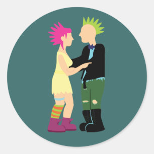 Punk Wedding Runder Aufkleber