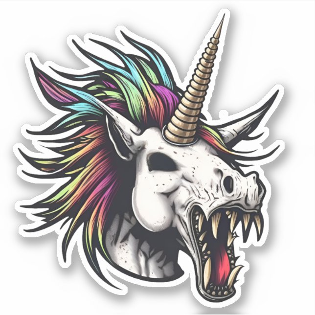 Punk Zombie Unicorn Aufkleber (Vorderseite)