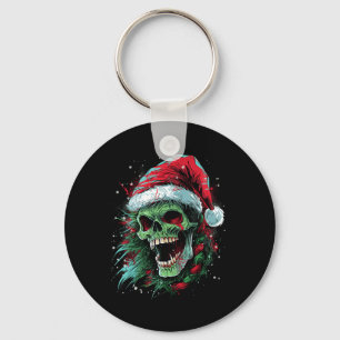 Punked-up Holiday Skull Erhöhen Sie Ihr Weihnachts Schlüsselanhänger