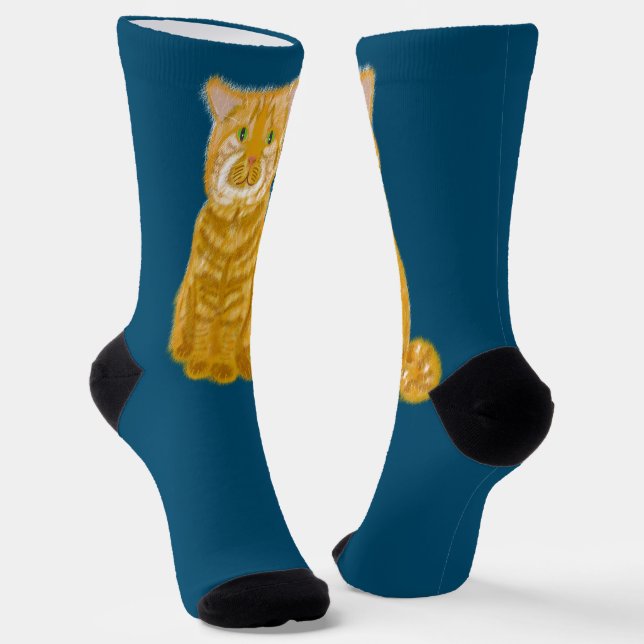 Punkin Orange Tabby Cat Socken (Gewinkelt)