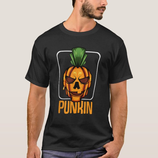 Punkin Punk Rock Pumpkin Rocker Halloween Anzug T-Shirt (Vorderseite)